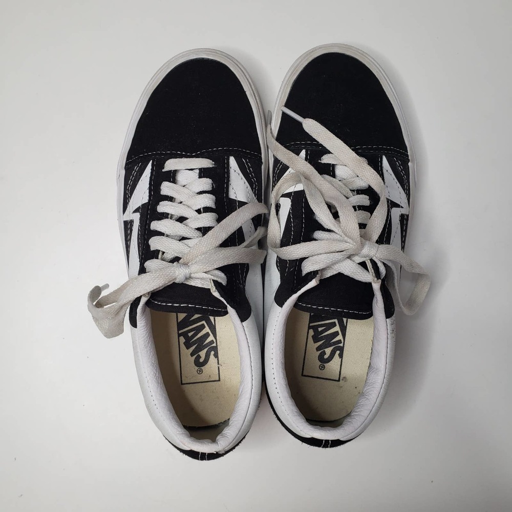 Vans Old Skool Skate Shoes Lace Up Women's 6.5 Black White Graphic Print - Picture 7 of 11